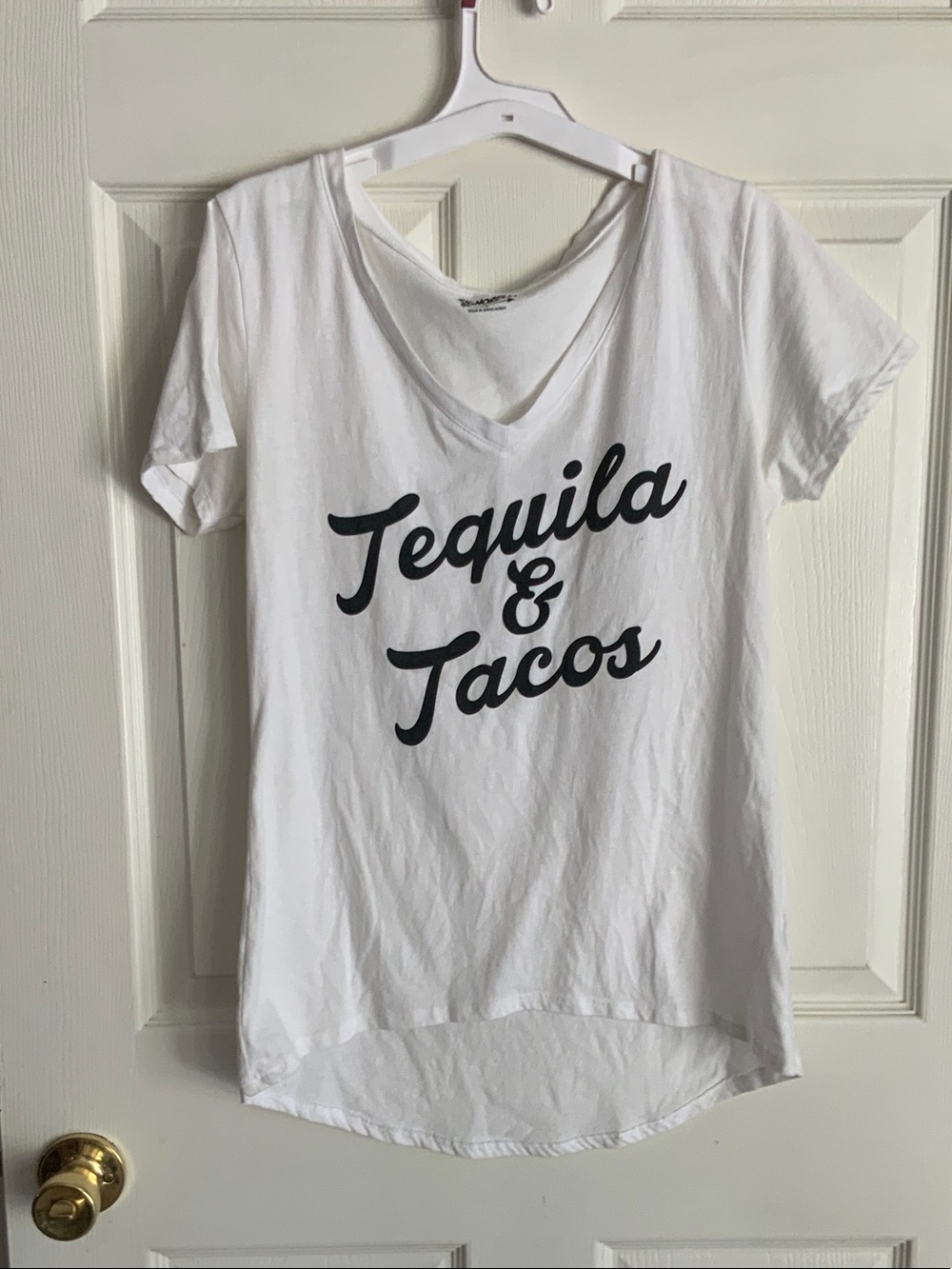 Signorelli White V-Neck Tee with Black Script